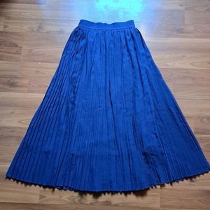 Navy Blue pleated full length Maxi Skirt